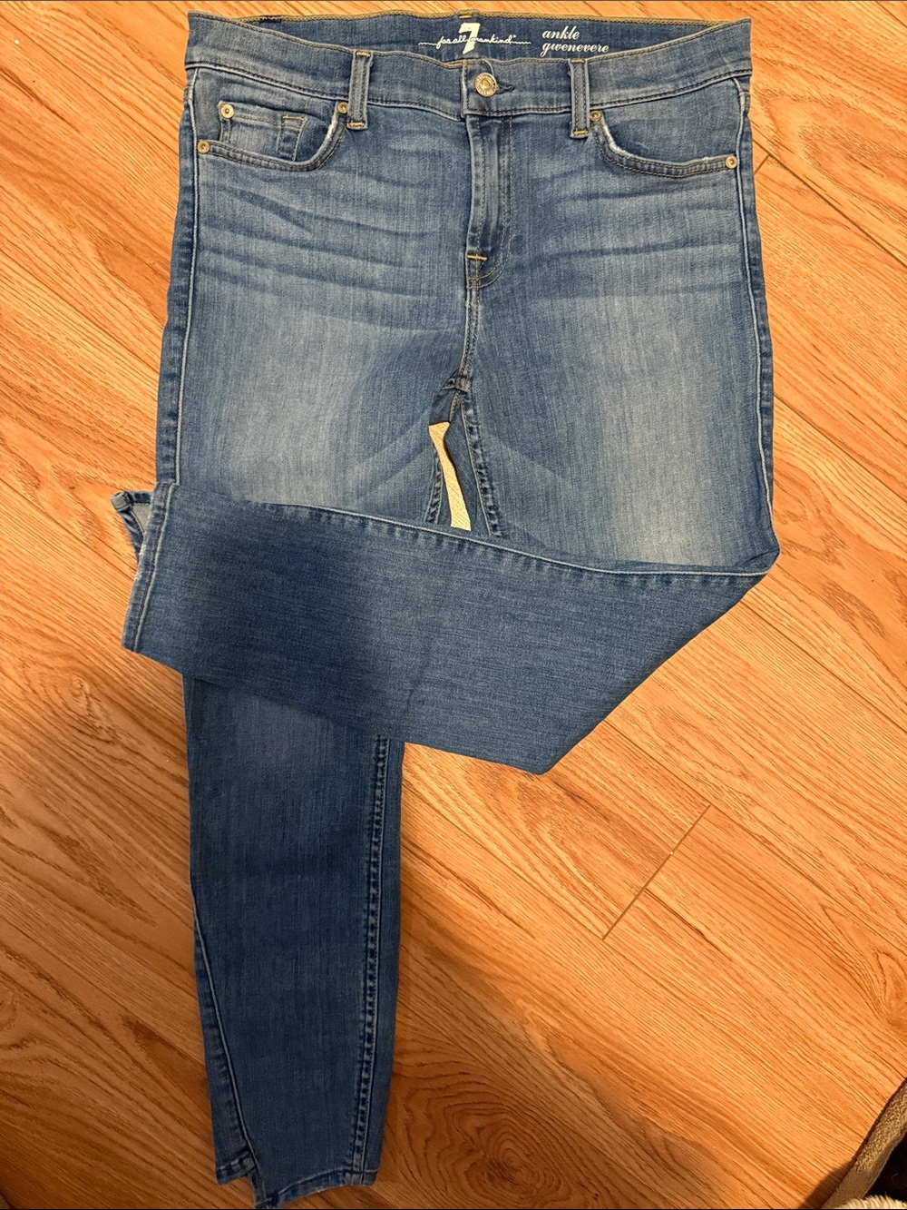 7 For All Mankind Medium Blue Ankle Skinny Jeans